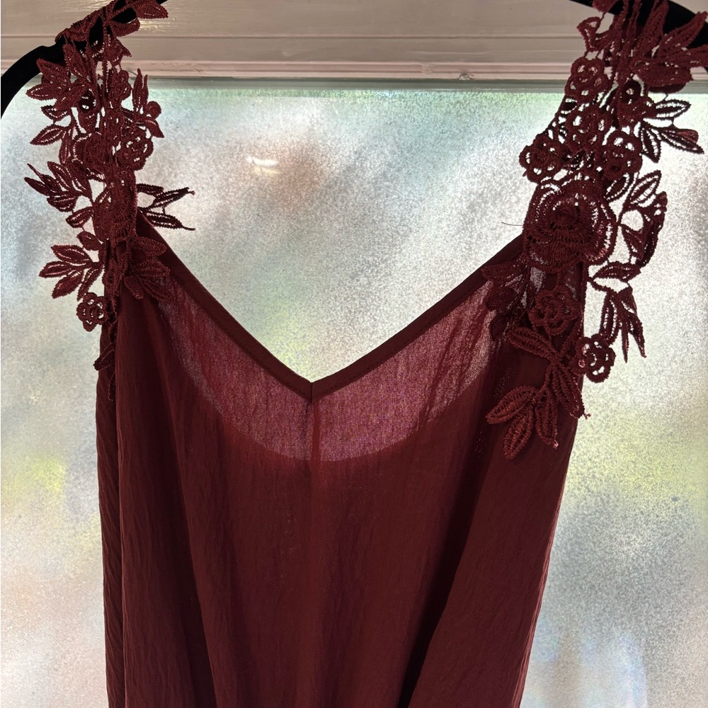 SHEIN Deep Red Maxi jumpsuit Large Women’s - Picture 2 of 4